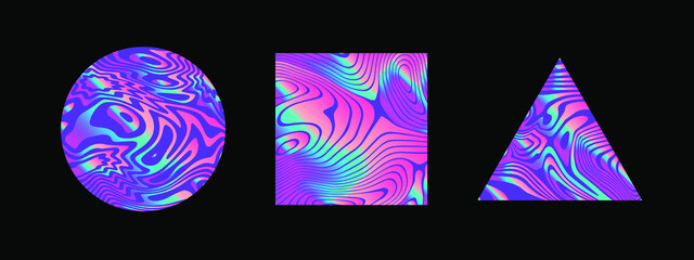 Holographic triangle on a dark background. Trendy line art illustration. © local_doctor