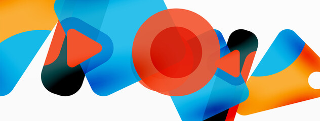 Primitive geometric shapes - line, triangle, square and circle composition. Vector geometric minimal abstract background for wallpaper, banner, background, landing page