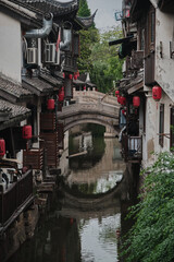 Fototapeta na wymiar Shanghai Nanxiang Ancient Town Water canal LongXing Bridge GiLi Bridge