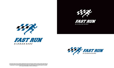 people run logo design, running logo, fast run logo design icon template