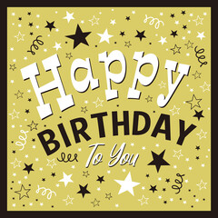 happy birthday card with text and stars