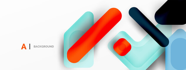 Minimal geometric abstract background. Colorful geometric blocks. Lines, squares and triangles composition wallpaper