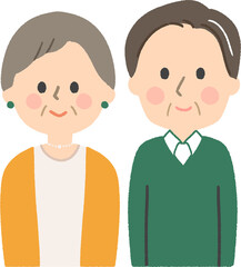 笑顔の老夫婦上半身