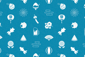 seamless pattern with a set of Japanese summer icons for banners, cards, flyers, social media wallpapers, etc.