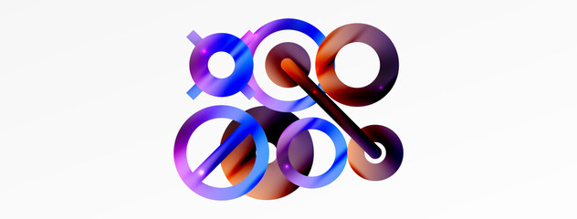 Minimal geometric abstract background. Circle, line and round shapes design. Trendy techno business template for wallpaper, banner, background or landing