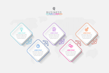 Connecting Steps Infographic Template with 5 Elements