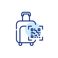QR code on a luggage. Pixel perfect, editable stroke line art icon