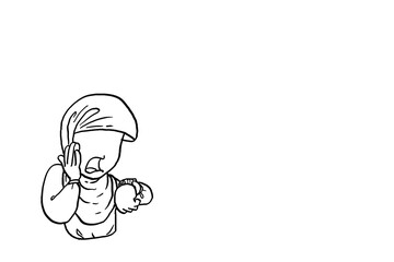 Shocked asian muslim businesswoman looked at the time. Late for appointment concept. Cartoon vector illustration design
