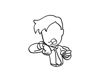 Stressed businessman shocked looking at time. Late for appointment concept. Cartoon vector illustration design