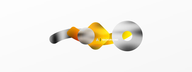 Metallic shiny geometric surfaces, round shapes and circles. Digital web futuristic template for wallpaper, banner, background, card, book Illustration, landing page