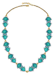 Obraz premium Jewelry design modern art fancy turquoise necklace. Hand drawing and painting on paper