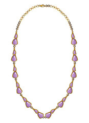 Naklejka premium Jewelry design modern art fancy amethyst necklace. Hand drawing and painting on paper.