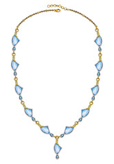 Fototapeta premium Jewelry design modern art fancy gems necklace. Hand drawing and painting on paper.