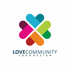 love heart community logo design
