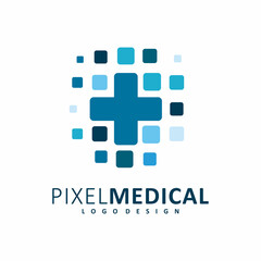 medical square pixel logo design