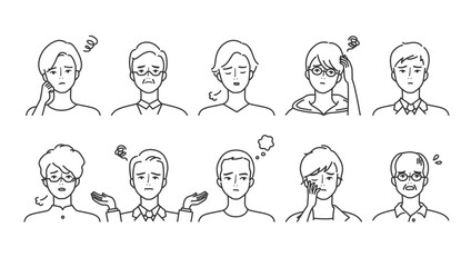 ネガティブな男性のアイコンセット