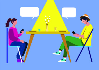 People sitting at table decorated, eating food, drinking wine and talking to each other. Flat cartoon characters. Teamwork, support, startup, data analysis, brainstorming, meeting. Flat design vector 