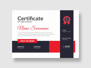 Red Certificate Award Design Template, Certificate Premium template awards diploma, Clean modern certificate, Certificate vector template.