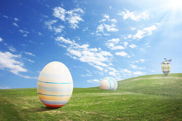 Fototapeta na wymiar Beautiful Easter background with colorful Easter eggs
