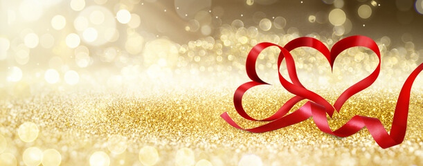 Obraz na płótnie Canvas Happy valentine. Heart shaped elegant ribbon. Symbol of love.