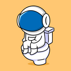 Cute astronaut pooping cartoon design