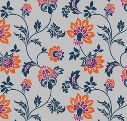 Colorful wedding card design, paisley floral pattern , India	