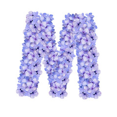 Floral Alphabet M hydrangea blossom  