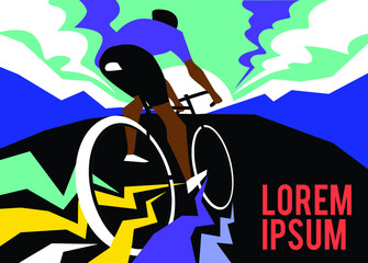 Fototapeta na wymiar Riding bicycle mountain vector illustration