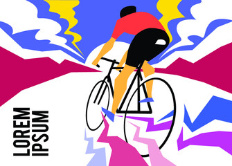 Riding bicycle mountain vector illustration
