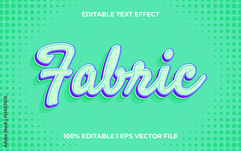 Aufkleber fabric 3d text effect with soft theme. tosca typography template for minimalist tittle