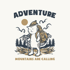 Outdoor adventure vintage illustration. design for t-shirt, sticker, badge, label, logo, emblem, tote bag, etc.