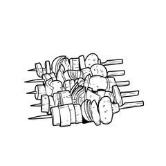 Sketch hand drawn barbecue