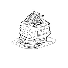 Sketch hand drawn Grilled steak