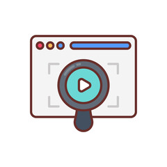 Video Search icon in vector. Logotype