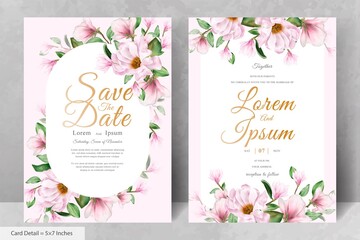 Magnolia Arrangement Floral Frame Wedding Invitation Card Template