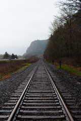 Fototapeta premium railroad tracks in the fog