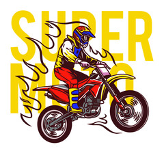 Fototapeta na wymiar Supermoto Rider Ride a Supermoto Bike Illustration
