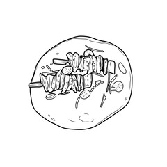 Sketch hand drawn kebab