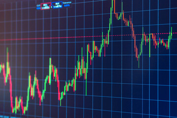 Stock market data.Online trading,investing platform on the computer screen.Selective focus.
