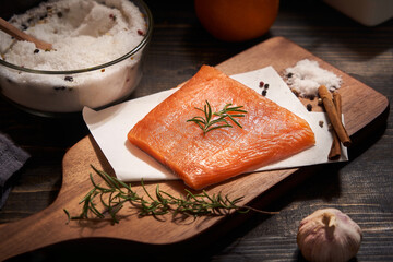 Homemade salted smoked salmon with sandwich menu