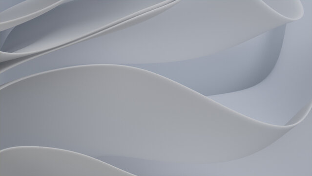Wavy White Layers. Elegant Abstract 3D Background. 3D Render.
