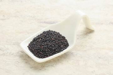 Black sesame seeds in the bowl