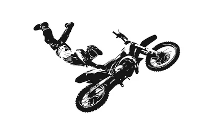 Foto op Plexiglas Bike stunt boy vector, Young boy doing bike stunt silhouette, Sketch drawing of bike © Pankaj