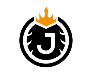 J Letter Logo With Round and Crown Shape Black and White Color