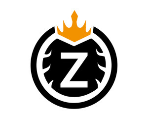 Z Letter Logo With Round and Crown Shape Black and White Color