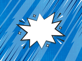 Blue Comic Style Background With Blank Starburst Frame.
