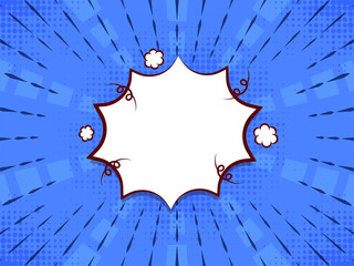 Blue Cut Lines Rays Background With Halftone Effect And Empty Star Frame.