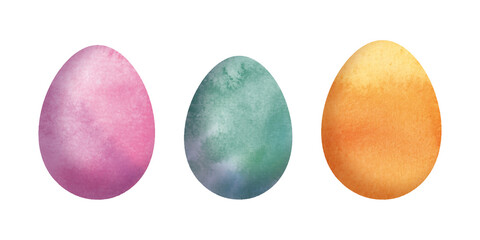 Colorful Easter Eggs. Set of watercolor illustration. Floral Colored Easter eggs.
