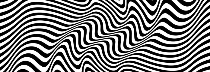 Black and white curve lines pattern. Abstract vector background