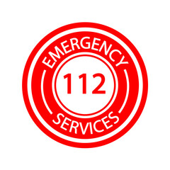 112 emergency call services flat icon vector illustation
